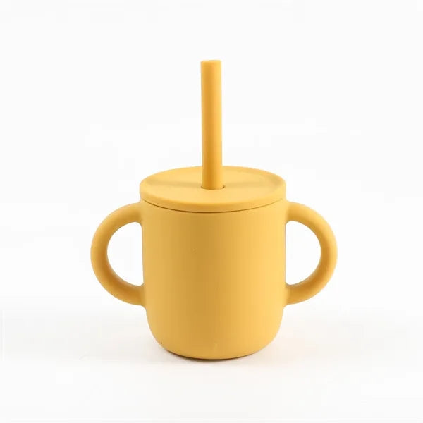 Silicone Baby Sipp Cup with Straw & Flat Lid