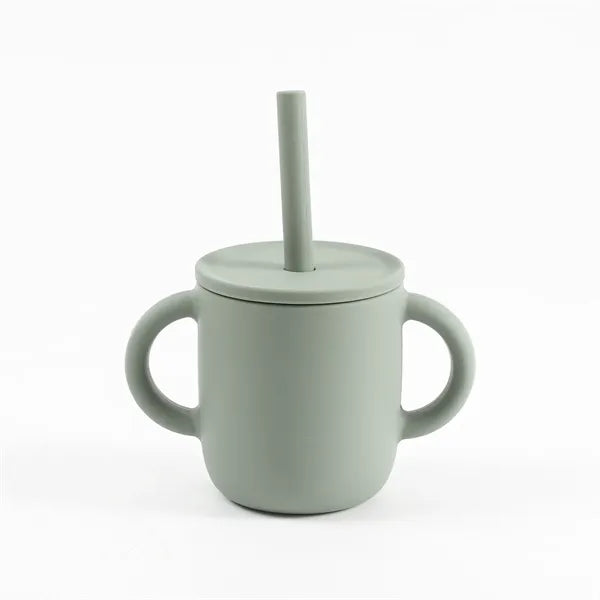 Silicone Baby Sipp Cup with Straw & Flat Lid
