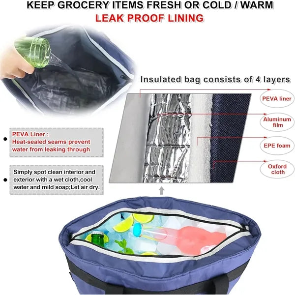 Large Insulated Grocery Cooler Bag