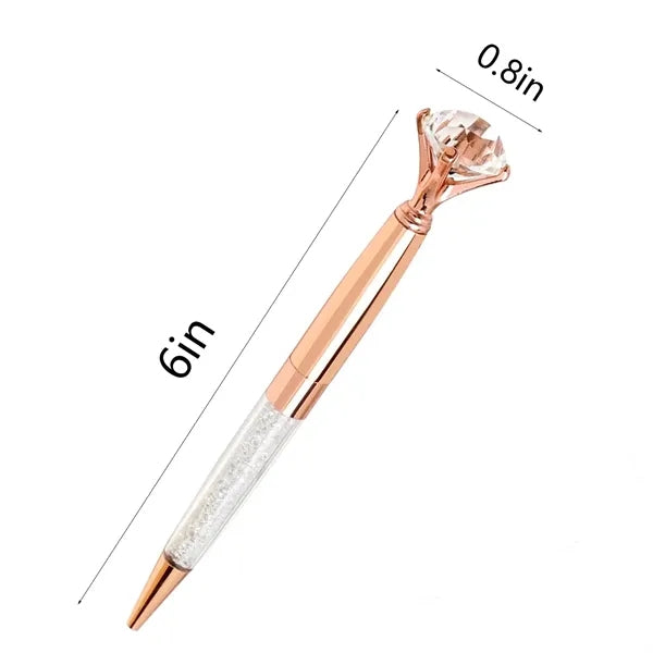 Crystal Diamond Metal Ballpoint Pen With Black Ink