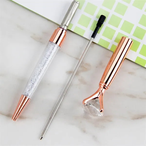 Crystal Diamond Metal Ballpoint Pen With Black Ink