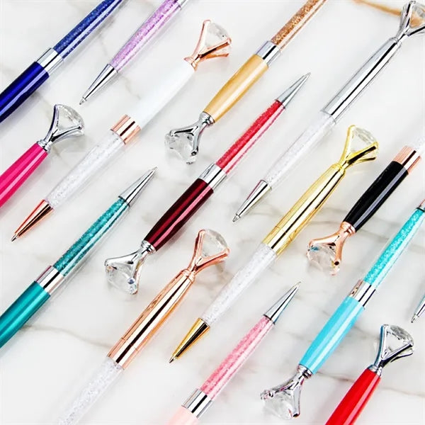 Crystal Diamond Metal Ballpoint Pen With Black Ink