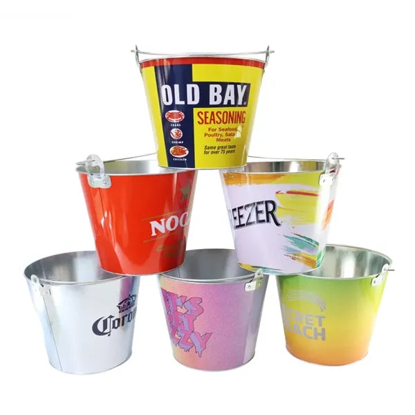 5 QT Galvanized Handle Ice Bucket Cooler Pail Tin-iron