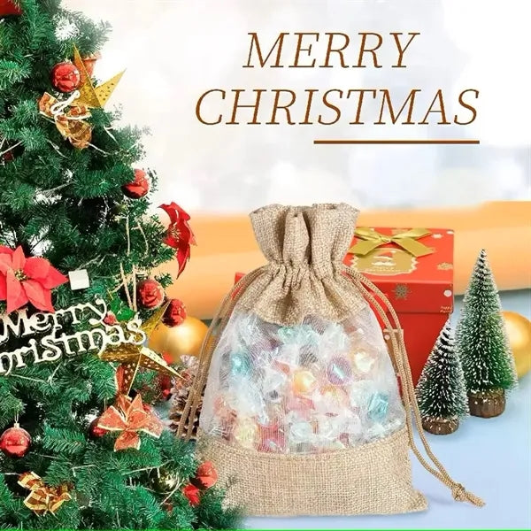 Linen Burlap Jute Drawstring Bag for Gift Wedding Party