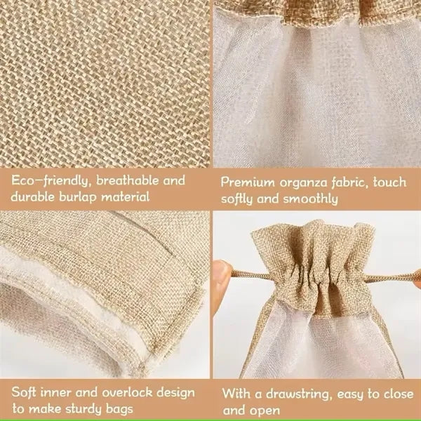 Linen Burlap Jute Drawstring Bag for Gift Wedding Party