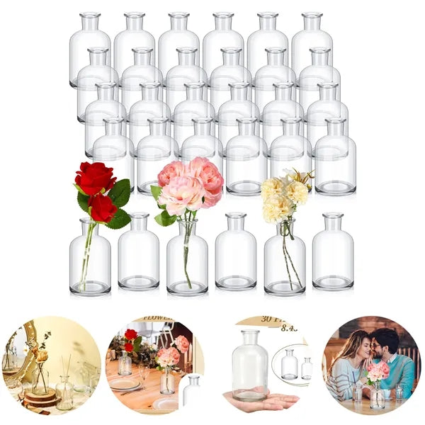 Small Mini Flower Vases for Centerpieces Decorative Glass Bo