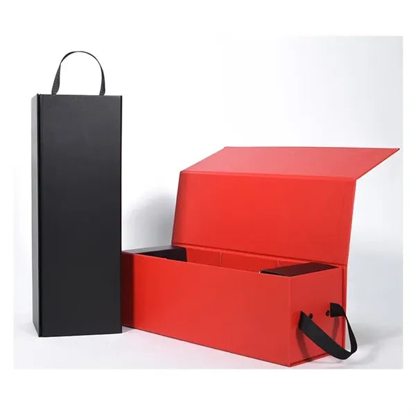 Collapsible Wine Paper Boxes Magnetic Closure Bottle Case