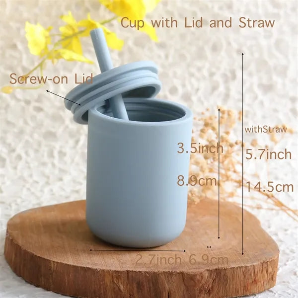 Silicone Baby Sippy Cup with No-Pull-Out Straw