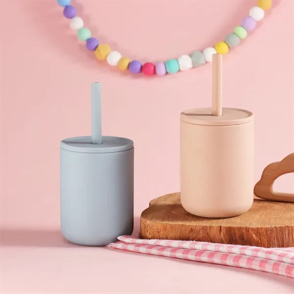 Silicone Baby Sippy Cup with No-Pull-Out Straw