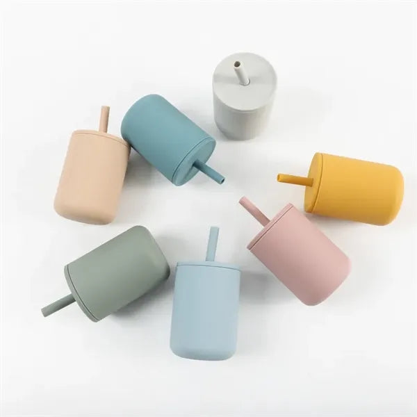 Silicone Baby Sippy Cup with No-Pull-Out Straw