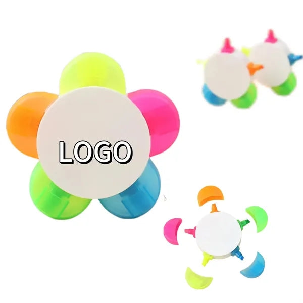 Five Colour Sunflower Highlighter Pen