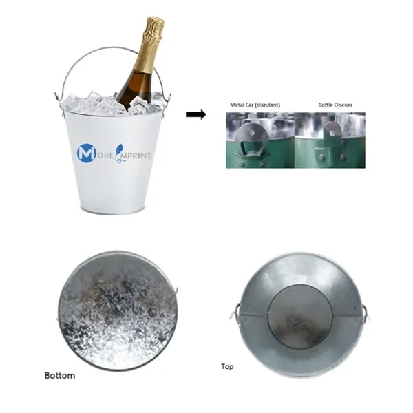 5 QT Galvanized Handle Ice Bucket Cooler Pail Tin-iron