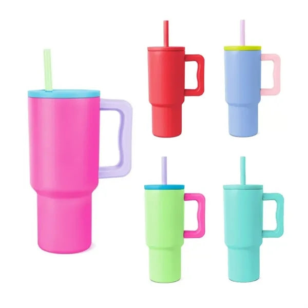 24oz Tumbler with Handle and Straw