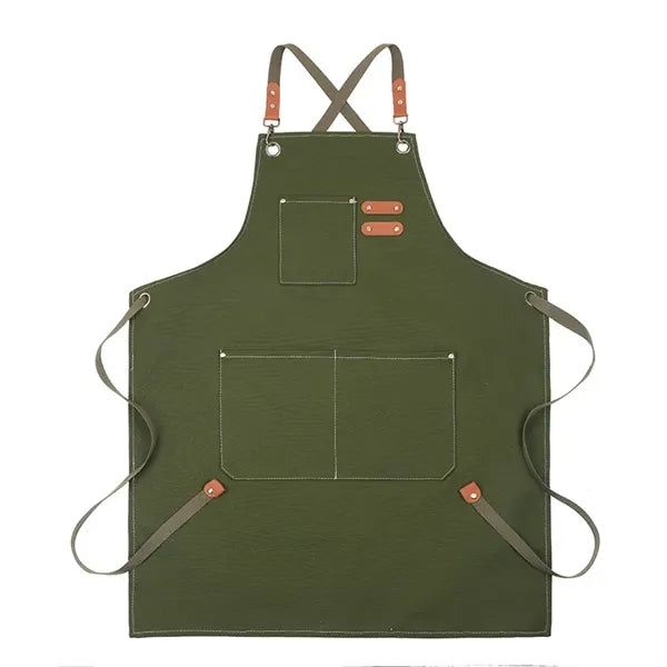 Cotton Canvas Apron with Large Pockets