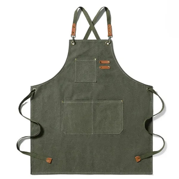 Cotton Canvas Apron with Large Pockets
