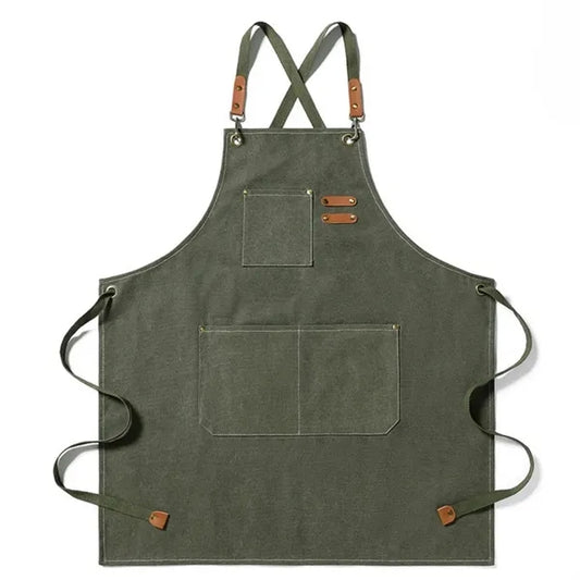 Cotton Canvas Apron with Large Pockets