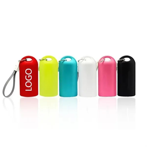 Power Bank with Leather Effect Keychain & Integrated Cable S