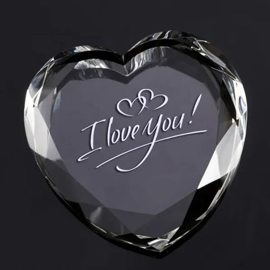 Crystal Heart Shaped Faceted Paperweight