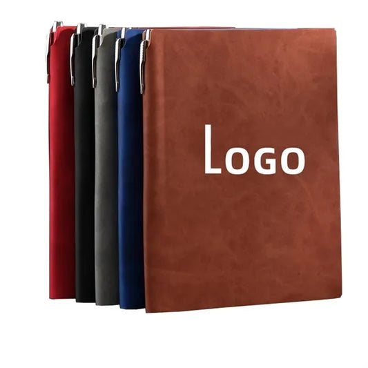 2025 A5 Business PU Faux Leather Notebook with Pen
