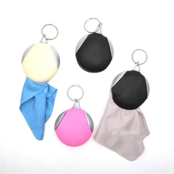 Rubber Key Chain with Microfiber Cleaning Cloth