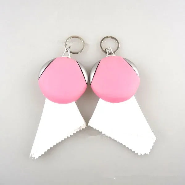 Rubber Key Chain with Microfiber Cleaning Cloth