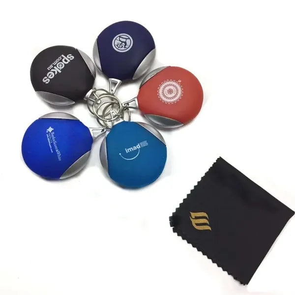 Rubber Key Chain with Microfiber Cleaning Cloth