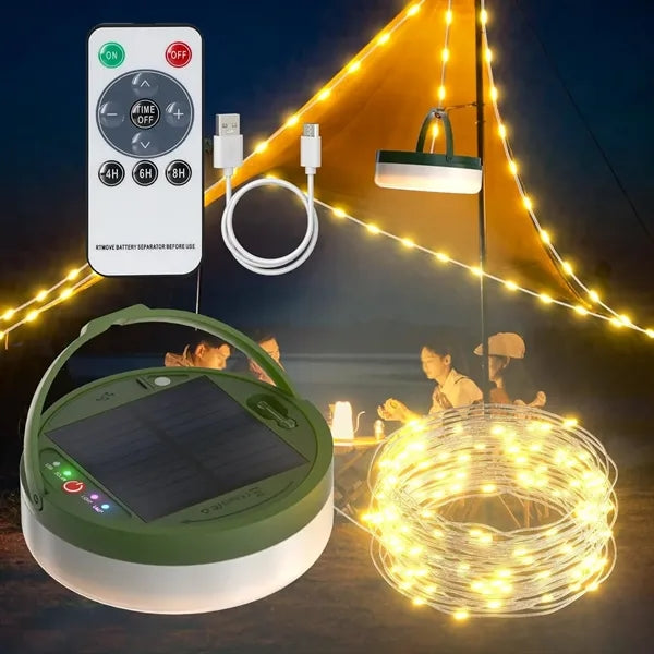USB & Solar Rechargeable Camping String Light