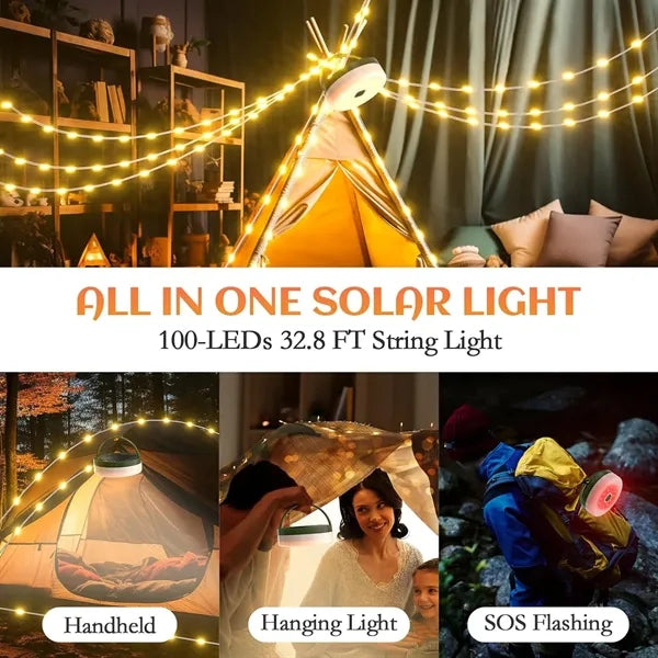 USB & Solar Rechargeable Camping String Light