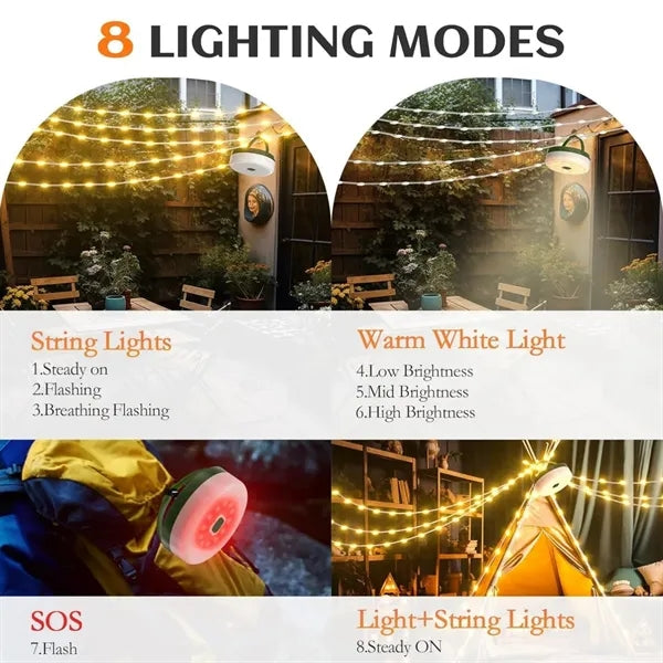 USB & Solar Rechargeable Camping String Light