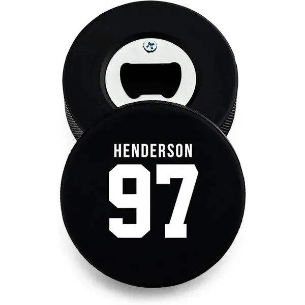 Real Ice Hockey Puck Bottle Opener