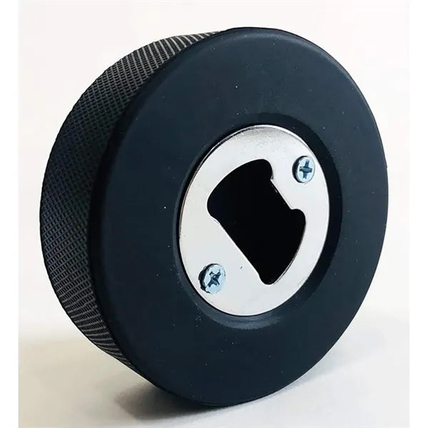 Real Ice Hockey Puck Bottle Opener
