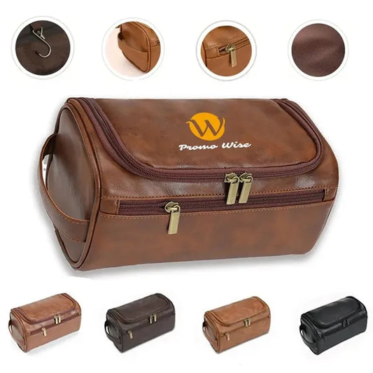 PU Leather Men Toiletry Bag Travel Large Capacity