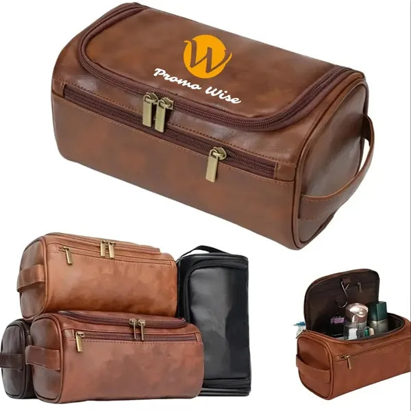 PU Leather Men Toiletry Bag Travel Large Capacity
