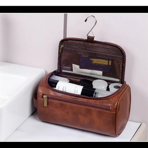 PU Leather Men Toiletry Bag Travel Large Capacity