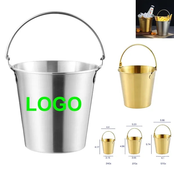 24oz Food Grade Polished Finish Ice Bucket w/Carrying Handle