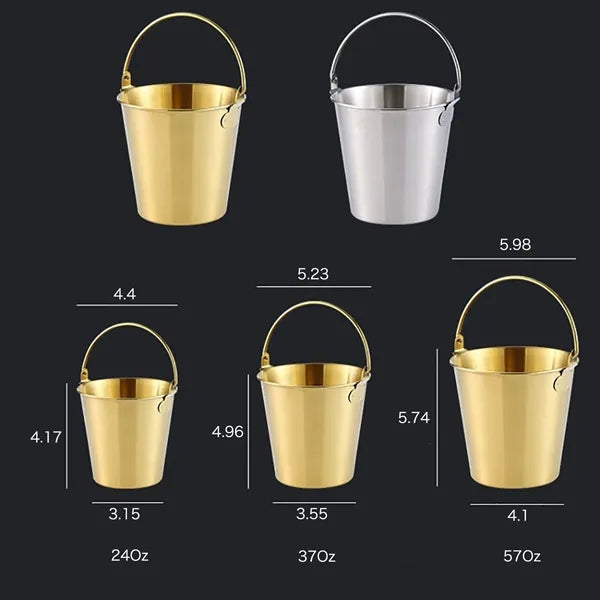 24oz Food Grade Polished Finish Ice Bucket w/Carrying Handle