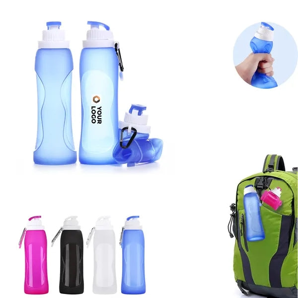 17 Oz Collapsible Silicone Sports Water Bottle