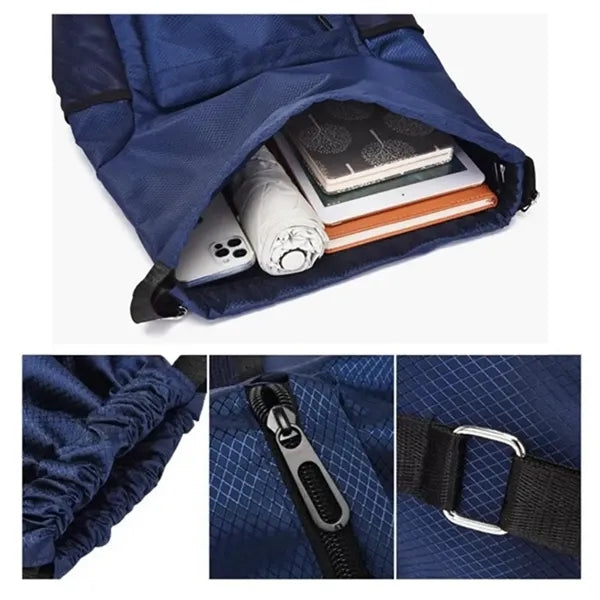 Casual String Knapsack Drawstriing Bag with zipper