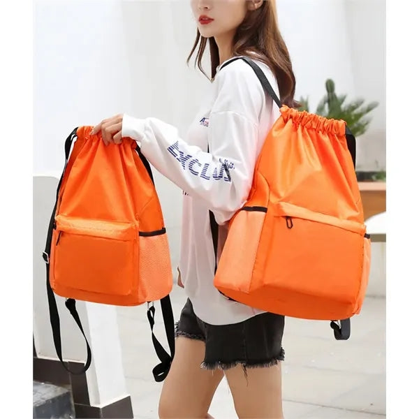 Casual String Knapsack Drawstriing Bag with zipper