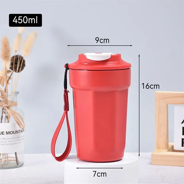 450ml Coffee Mug with Leakproof Lid and Carrying Strap