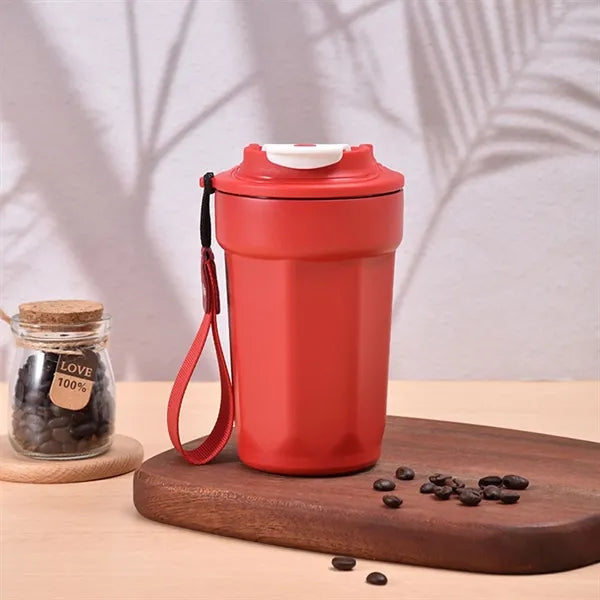 450ml Coffee Mug with Leakproof Lid and Carrying Strap