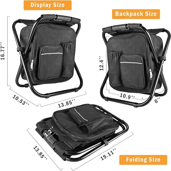 Folding Stool Backpack Insulated Cooler Bag