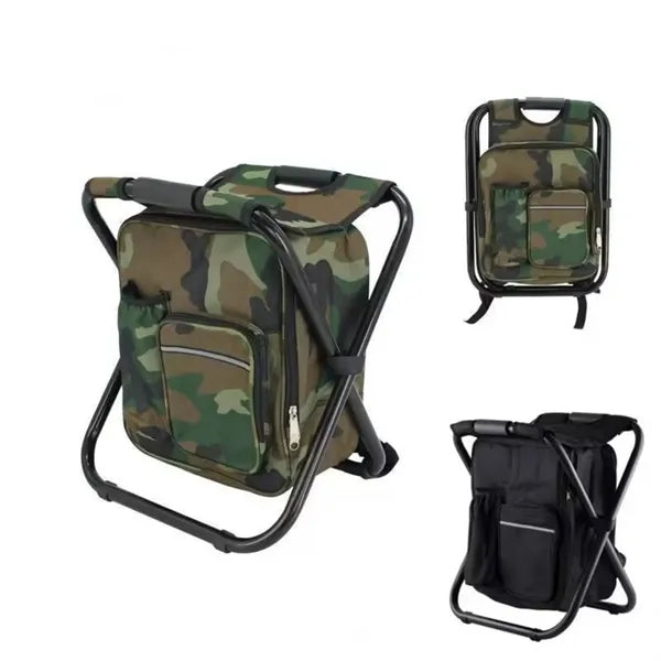 Folding Stool Backpack Insulated Cooler Bag