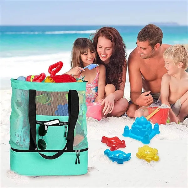 2-in-1 Mesh Beach Bag With Insulated Cooler