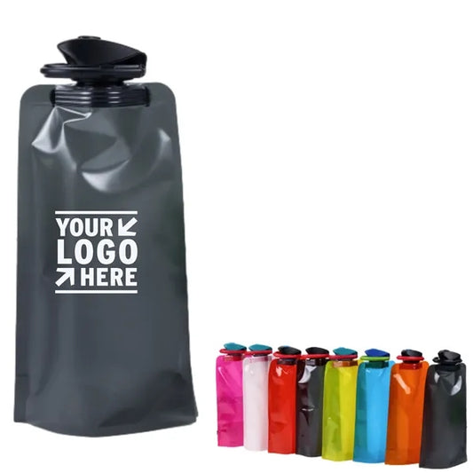 Space-Saving 24oz Collapsible Anti-Bottle w/ Logo&Carabiner