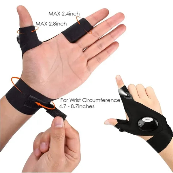 LED Flashing Finger Fishing Gloves