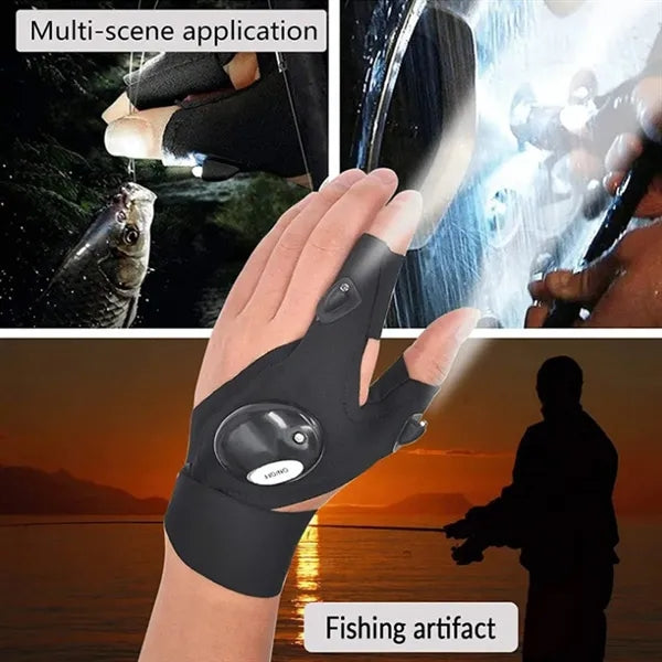 LED Flashing Finger Fishing Gloves