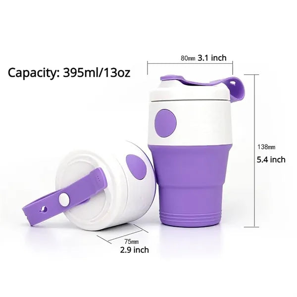 13 oz Cute Collapsible Silicone Sport Water Bottle
