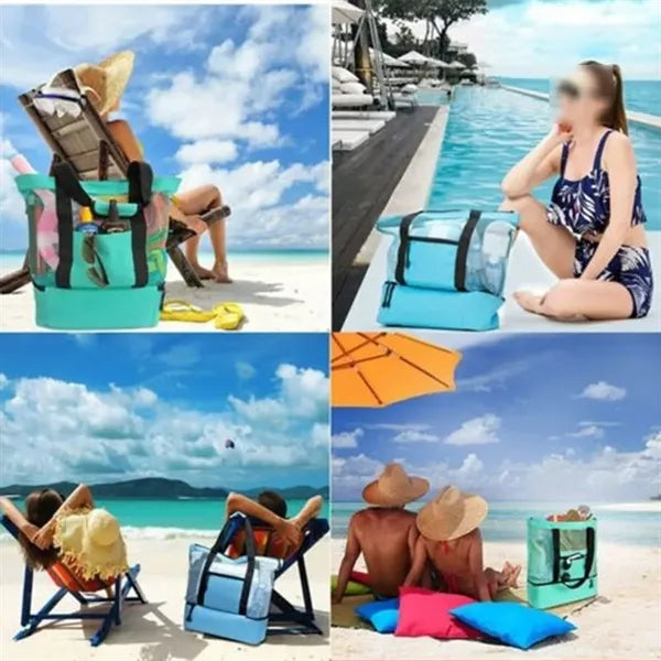 Mesh Beach Bag Picnic Tote Foldable Shopping Handbag