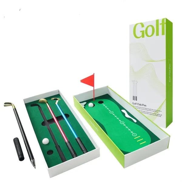 Golf Pen Set & Mini Desktop Putting Green Game